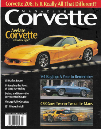 CORVETTE MAGAZINE 2002 NOV - AVELATE RETRO, '64 RAGTOP, C5 NITROUS, DELMO&DAVE